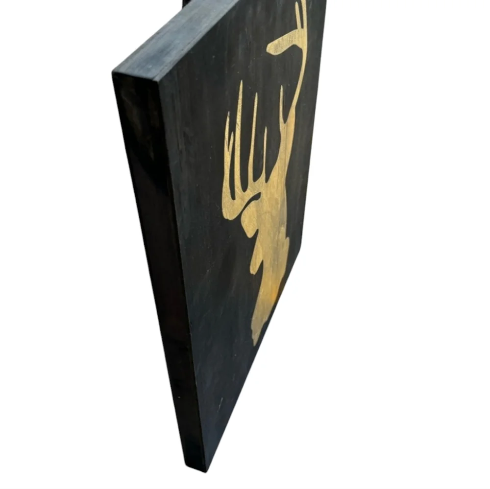 Deer Wall Art Black Gold Toned Stag Woodland